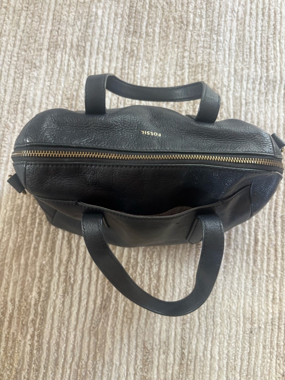 Fossil Blue  Pebbled Leather Shoulder Bag with Gold Logo - Picture 6 of 15